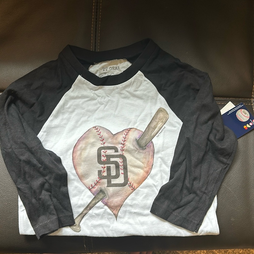 Kids San Diego Padres Baseball 3/4 Raglan T-Shirt (Tiny Turnip)